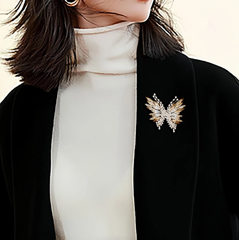 เข็มกลัดผีเสื้อดอกไม้ตกแต่งดีลักซ์สำหรับผู้หญิง, เข็มกลัดที่ได้รับแรงบันดาลใจจากโบราณ, ของขวัญเสริมชุดคอร์ซาจระยิบระยับแบบปรับได้