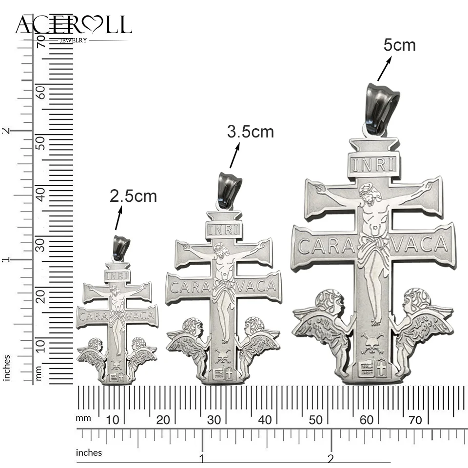 ACEROLL Stainless Steel Catholic Pendant of Caravaca Cross