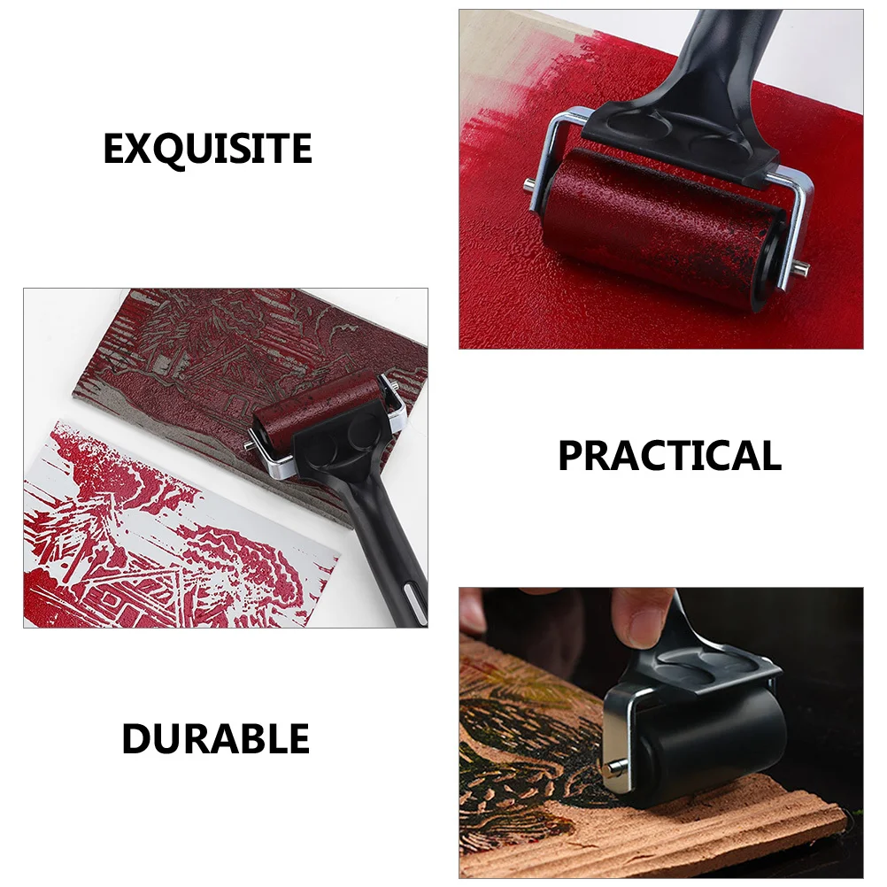 

Rubber Roller 4 Inch For Printmaking Painting Crafting Stainless Steel Handle Smooth Rolling Wear Resistant Easy
