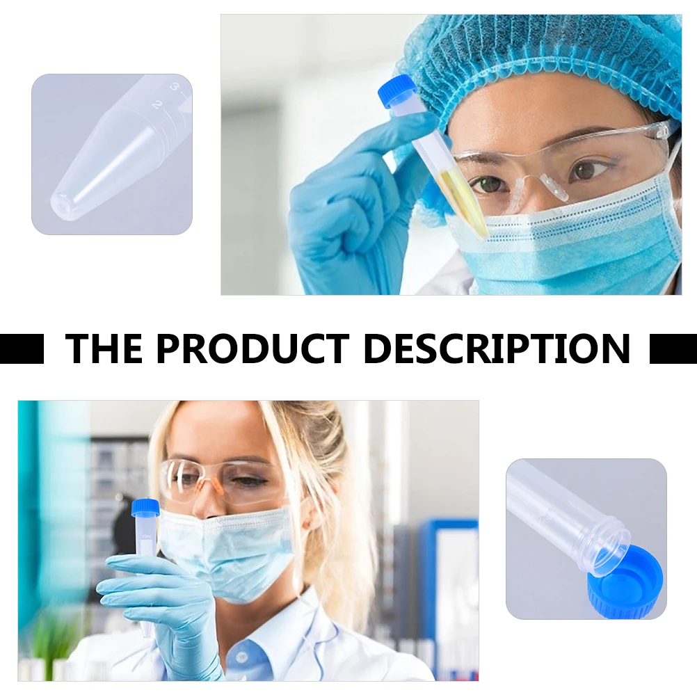 

50 Pcs Tube with Scale Experiment Test Science Tubes Laboratory 10ml Centrifugal Plastic
