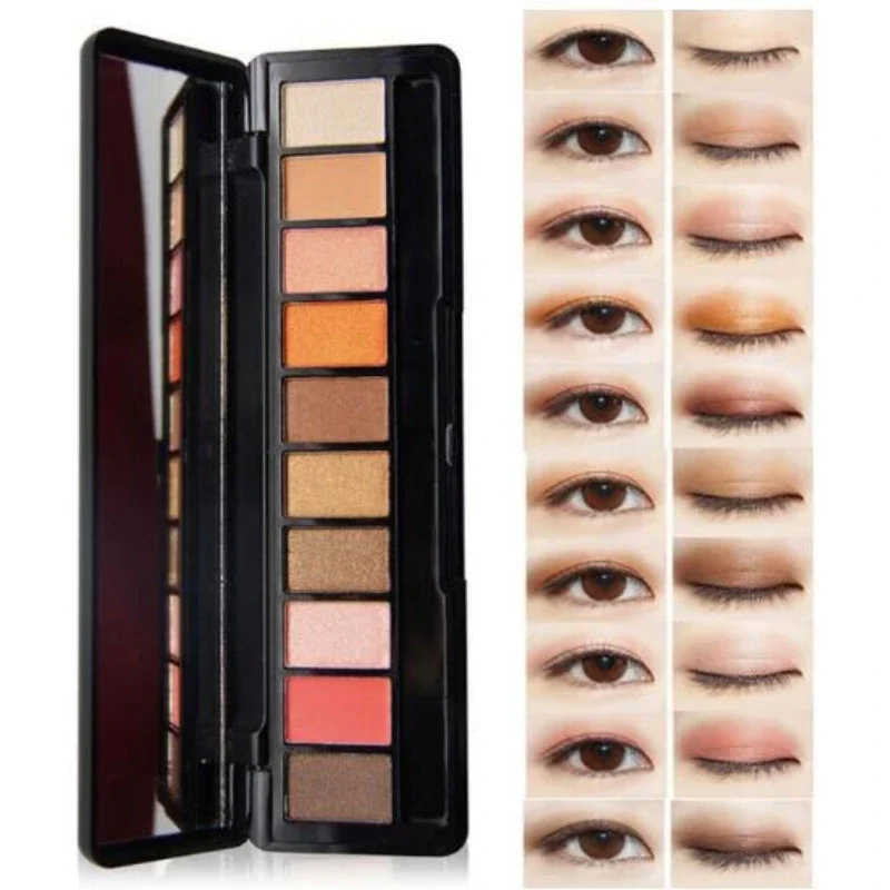 Diskon Besar Palet Rias Mata Lampu Alami 10 Warna Set Kosmetik Eyeshadow Matte Berkilau Eye Shadow dengan Kuas