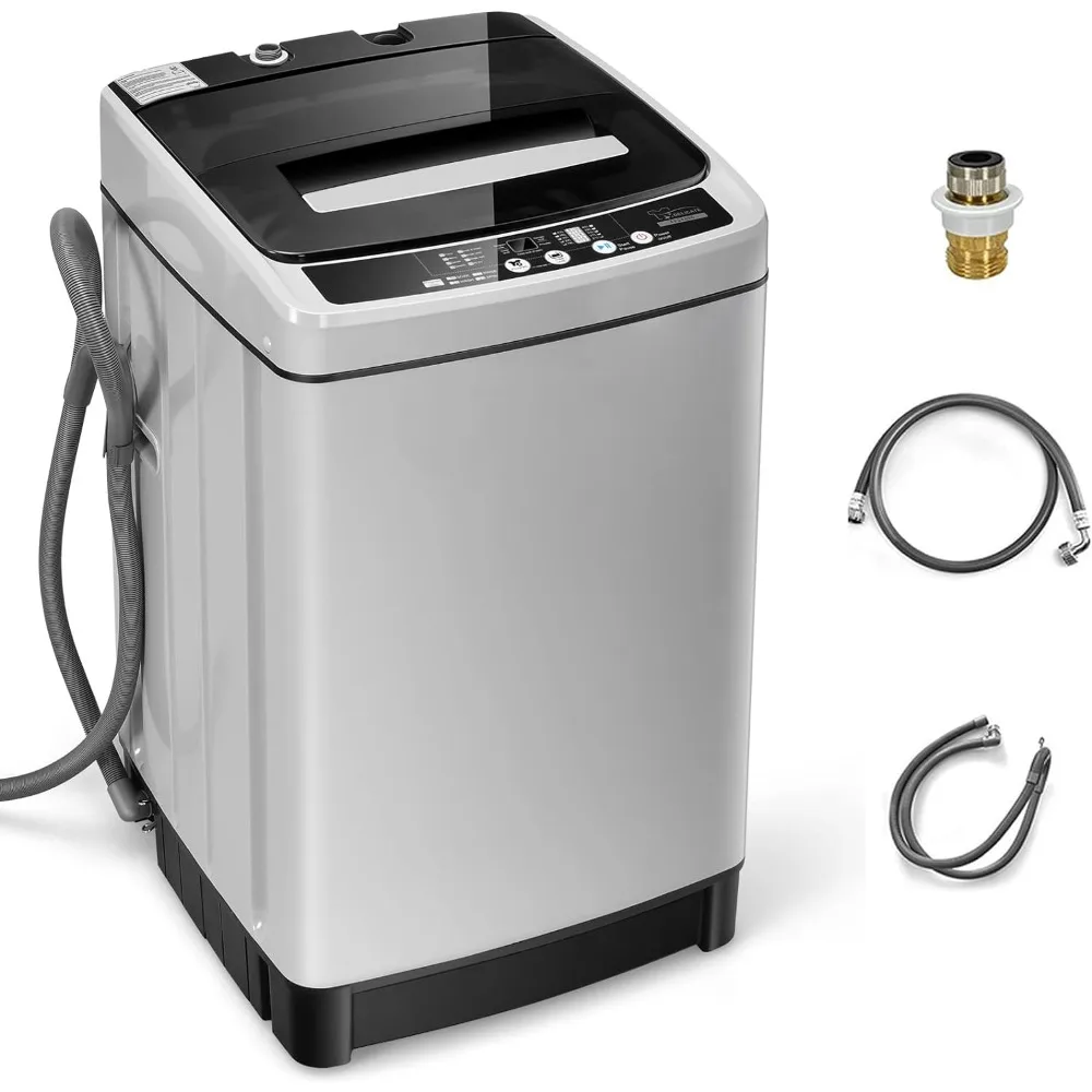 

2 in 1 Portable Full Automatic Washing Machine, 1.5Cu.Ft 11lbs Capacity Washer and Spinner Combo 8 Programs 10 Water Levels