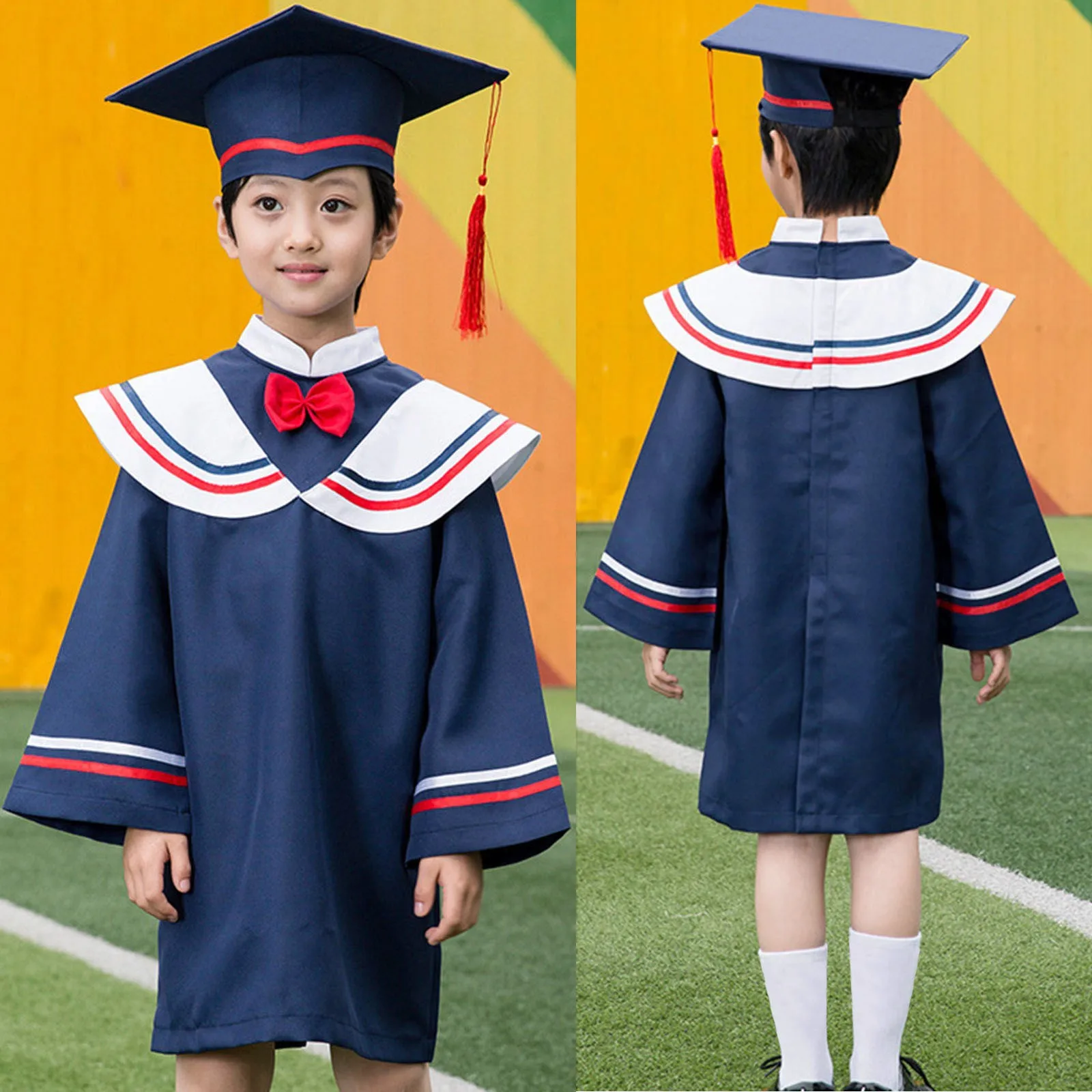 

2024 Hot Sale New Arrival Graduation Ceremony Dress + Regalia Cap 2pcs Kindergarten Primary School Junior High School Students