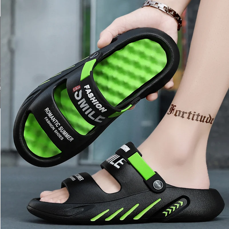 

2024 Summer Men Sandals Non-Slip Slippers Outdoor Beach Casual Shoes Extra Thick Soled Men Slippers