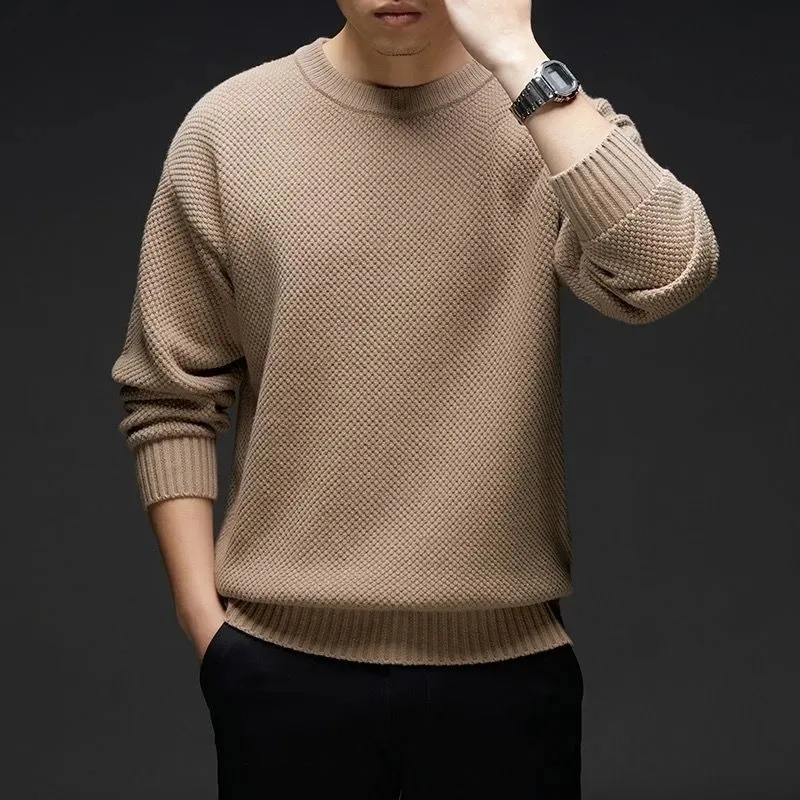 

Дофамин, вязаный мужской свитер среднего возраста с низким воротником и длинными рукавами, осень-зима, свободный