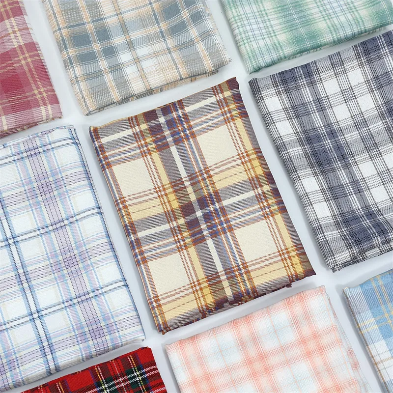 Plaid Fabric for DIY Sewing Handmade Pleated Skirt Small Object Bow Tie Hairband Clothing Fashion Material Cloth By The Meter