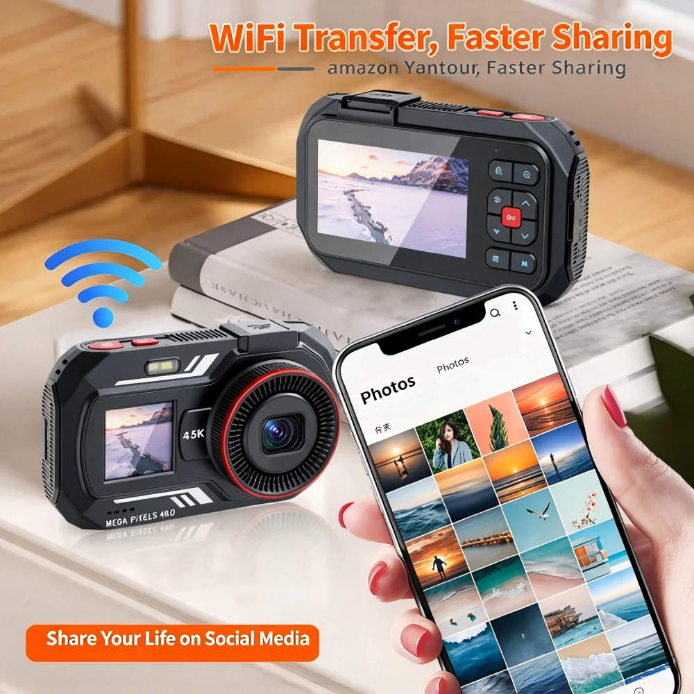 2.5K Rechargeable Vintage CCD Podcasting Video Clear Lot Kids Digital Cameras 16X Zoom with Screen for Photography