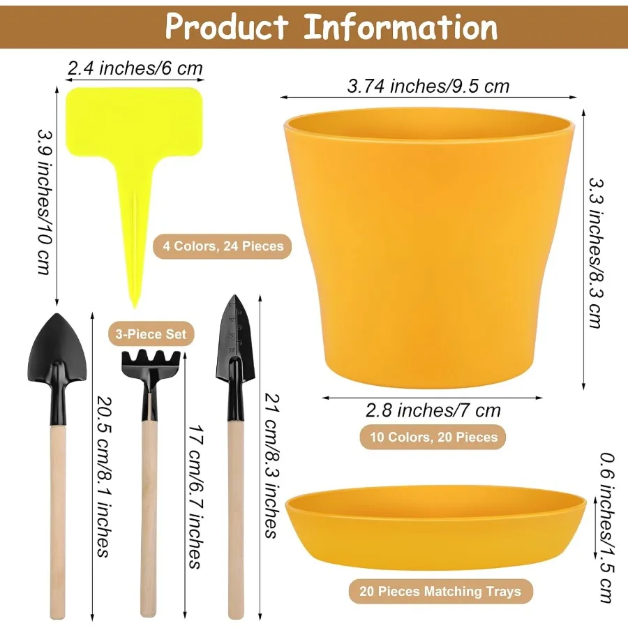 20 حزمة المزارعون البلاستيكية 4 بوصة أصيص زهور النبات مع صواني الشتلات الحضانة الأواني زارع زهرة الحاويات البذور الأواني للبذور #2