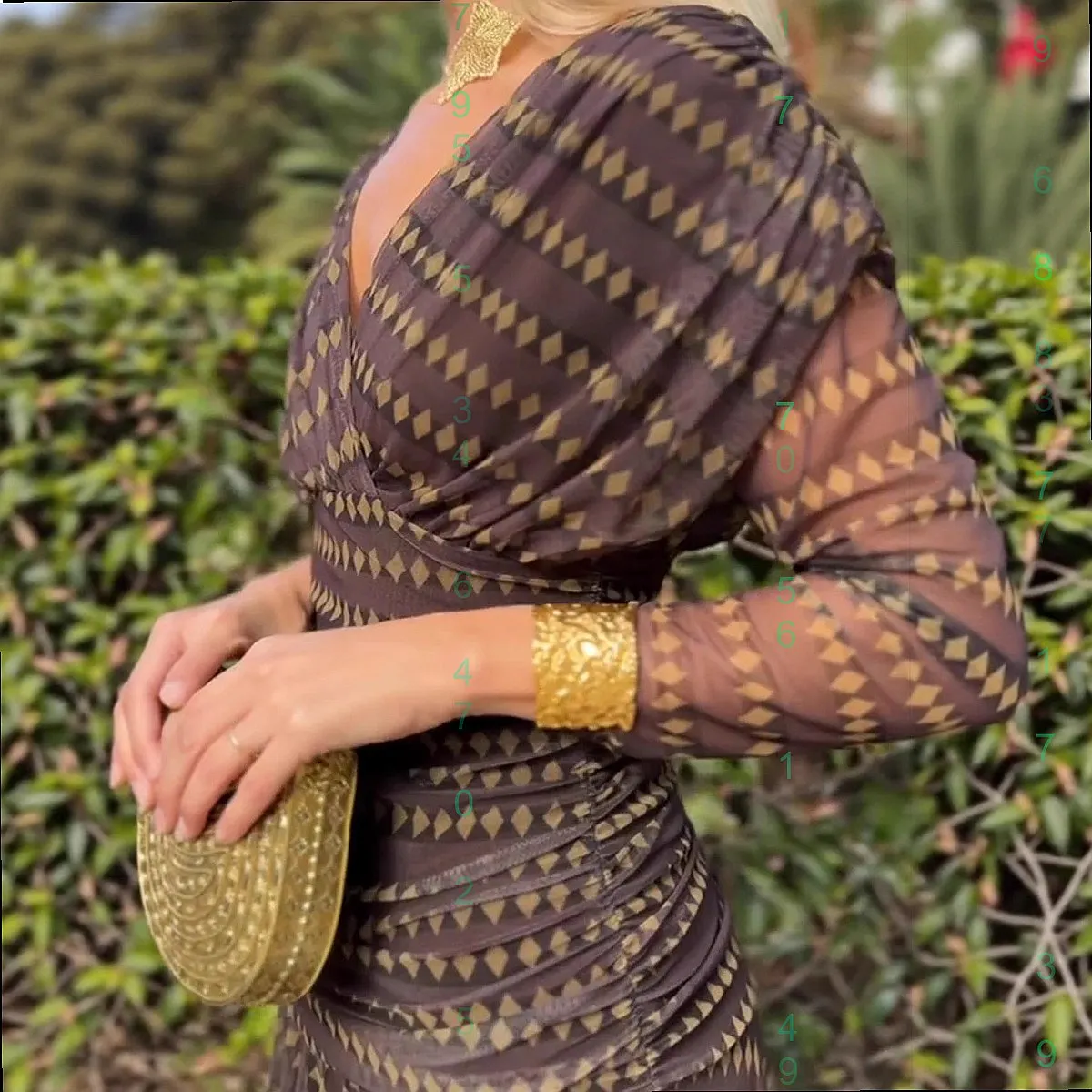 Bohemian V Neck Maxi Dress Long Sleeve Mesh Flowy Boho Dresses Spring Summer view 2