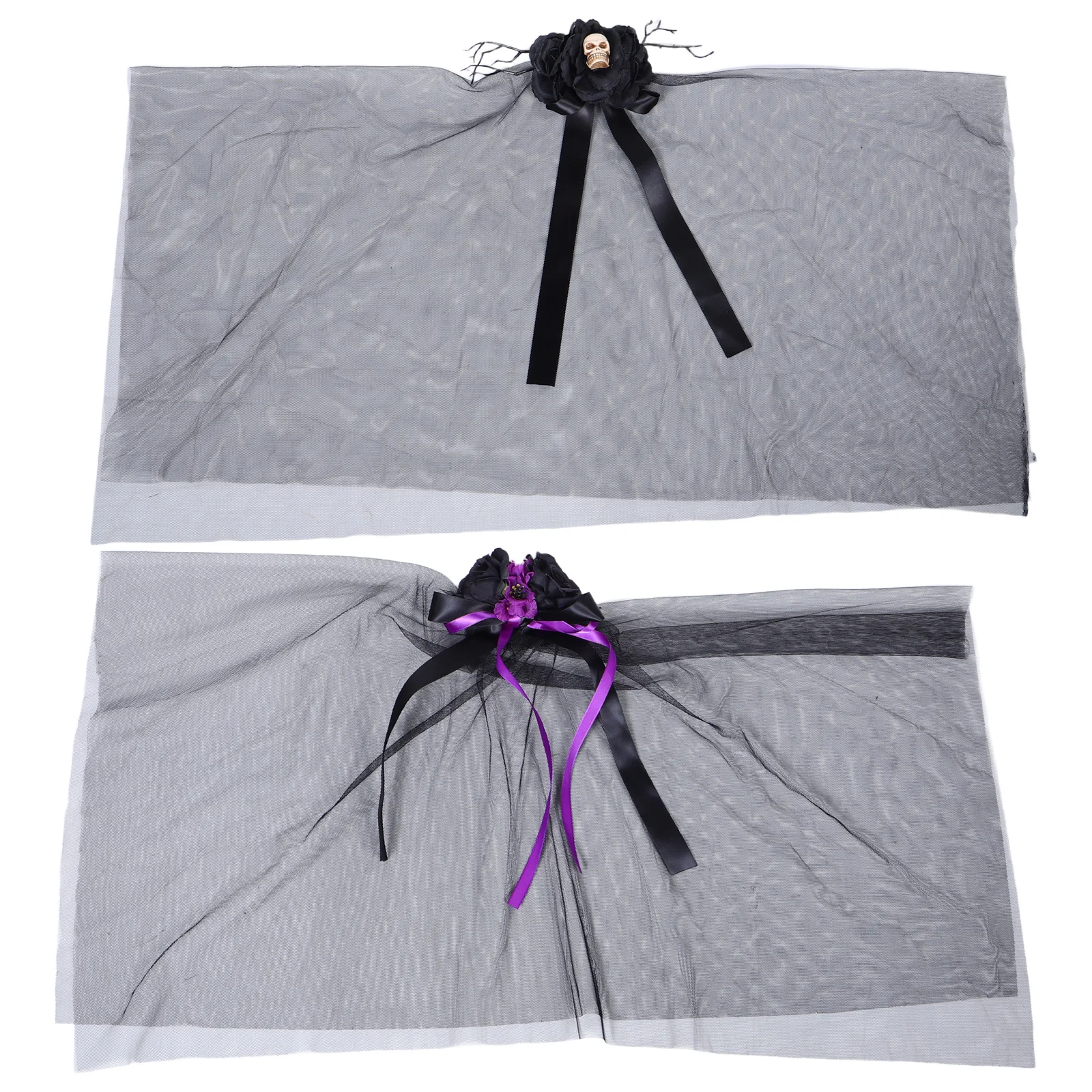 

2pcs Gothic Halloween Headpiece Dark Bow Black Veil Lightweight Costume Accessory For Party Cosplay Carnival Bridal Masquerade