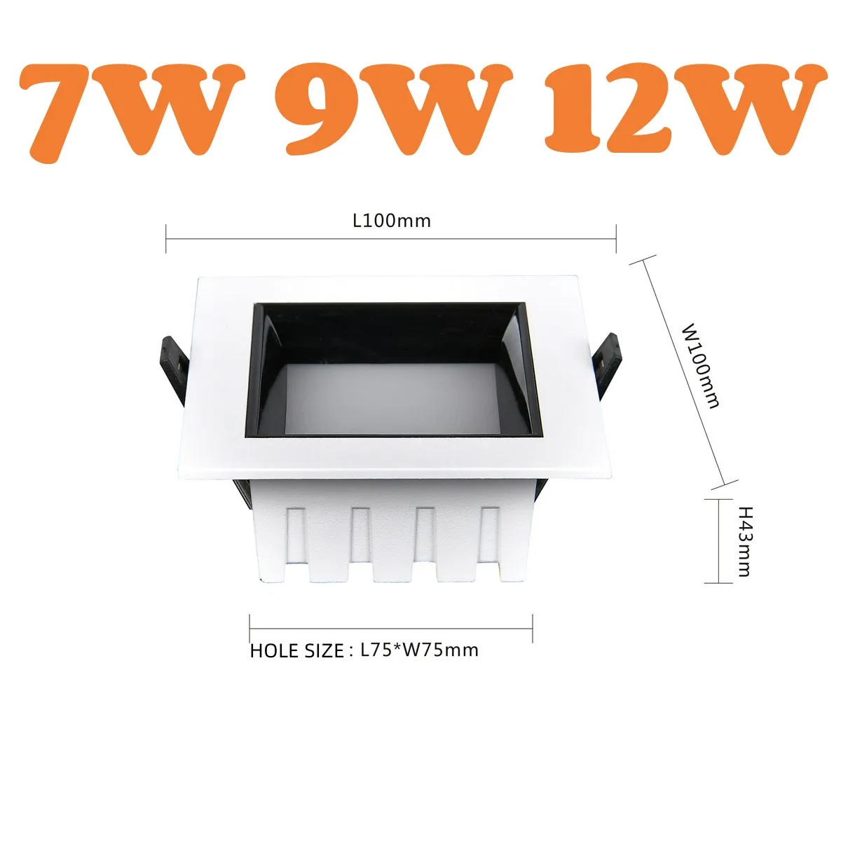 Imagem -02 - Painel Led Antirreflexo Quadrado Regulável Luz Embutida Luz de Teto Led 7w 9w 12w 15w 18w 24w ac 85265v