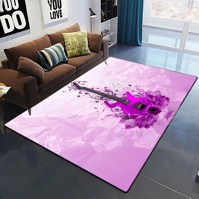 Colorful Music Guitar Melody 3D Printed Carpets for Living Room Non-Slip Area Rug Bedroom Bedside Home Decor Washable Floor Mat