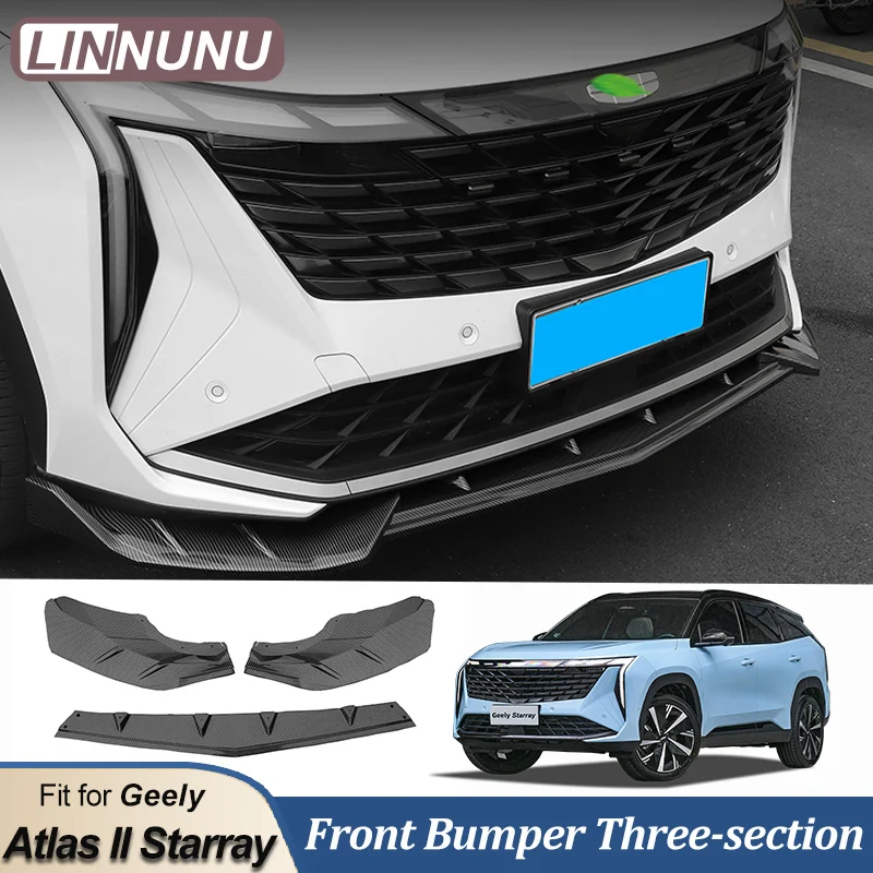 

LINNUNU 3Pcs For Geely Atlas II Starray Boyue L Front Bumper Spoiler Blade Three segment Style Decor Cover Trims Car Accessories