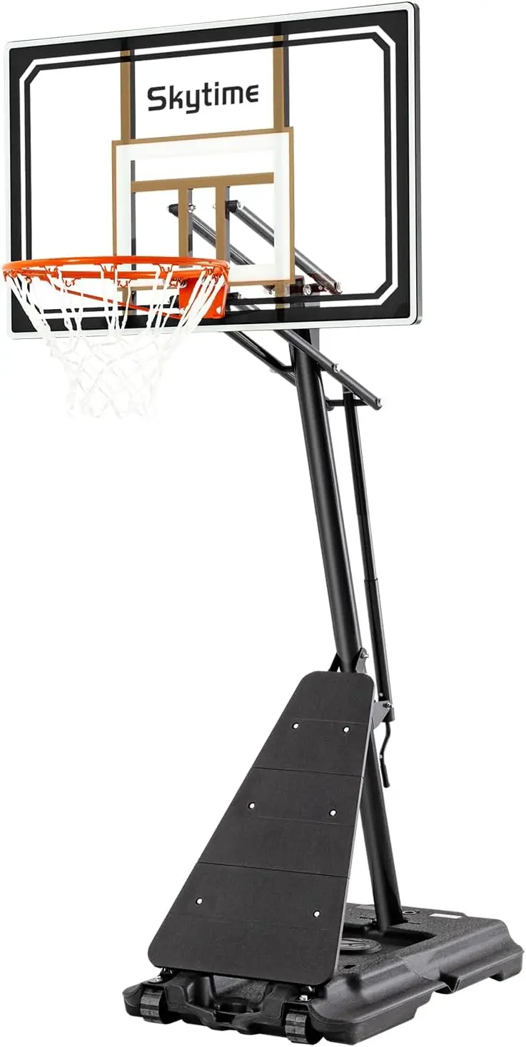 Hoop Outdoor,Portable Basketball Hoop with Impact Resistant PC Backboard,10FT Height Quickly Adjustable Basketball Goal System w