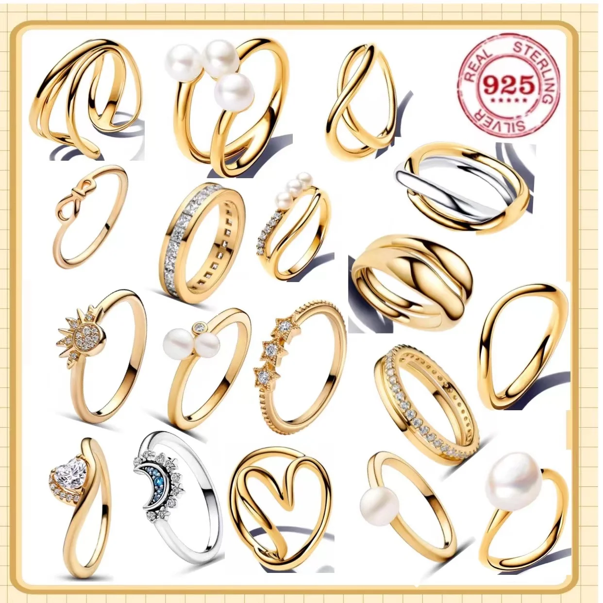 

Exquisite 925 Sterling Silver Classic Heart-Shaped Ring Sun And Moon Ring For Women's Charm Wedding Jewelry Gifts