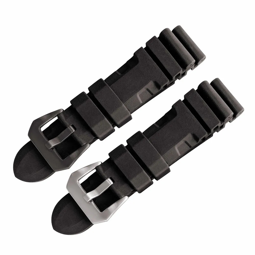 22mm 24mm Dive Watch Bands for PAM Rubber Silicone Strap Thicking Buckle Clasp Wrist Watch Bracelets Sport Band Watch Straps