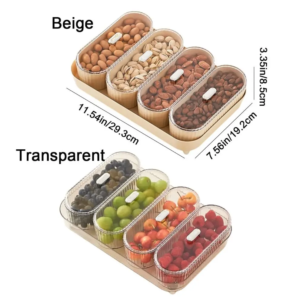 Practical Plastic Snack Dry Fruit Tray Dustproof with Lid Divided Serving Tray Moisture-proof Dessert Container Travel