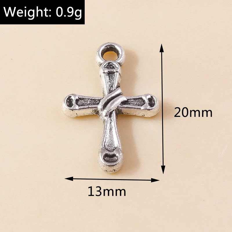 Leslie 30 Stück Antik-Silberfarbene Metall-Jesus-Kreuz-Anhänger für DIY-Schmuckherstellung, Armbänder, Halsketten – Detail 2