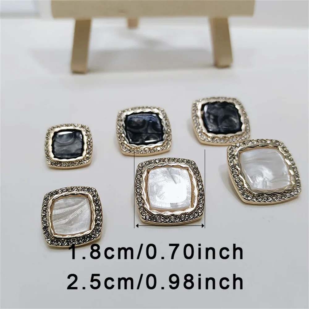 10 Pieces/set of Fashionable Square Diamond Studded Metal Buttons, Versatile Decorative Buttons for Coats, Knitted Sweaters