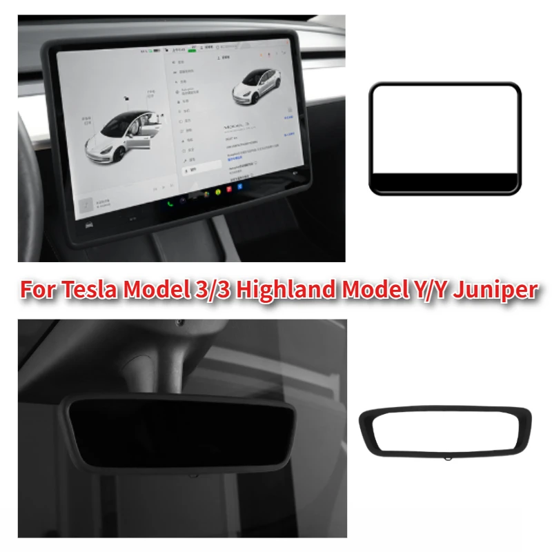 

Для Tesla Model 3 Highland 2024 Model Y Juniper 2025 силиконовая рамка экрана защита края дисплея аксессуары для центрального управления