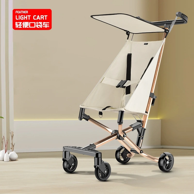 Children's pocket stroller High landscape lightweight and simple folding and boarding baby four-wheeled stroller