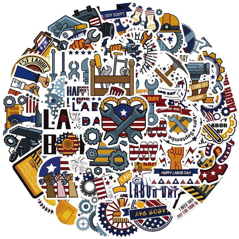 

50 шт., американские наклейки с граффити на день труда, мультяшные праздничные мемориальные наклейки, водонепроницаемые виниловые наклейки для скрапбукинга, ноутбука