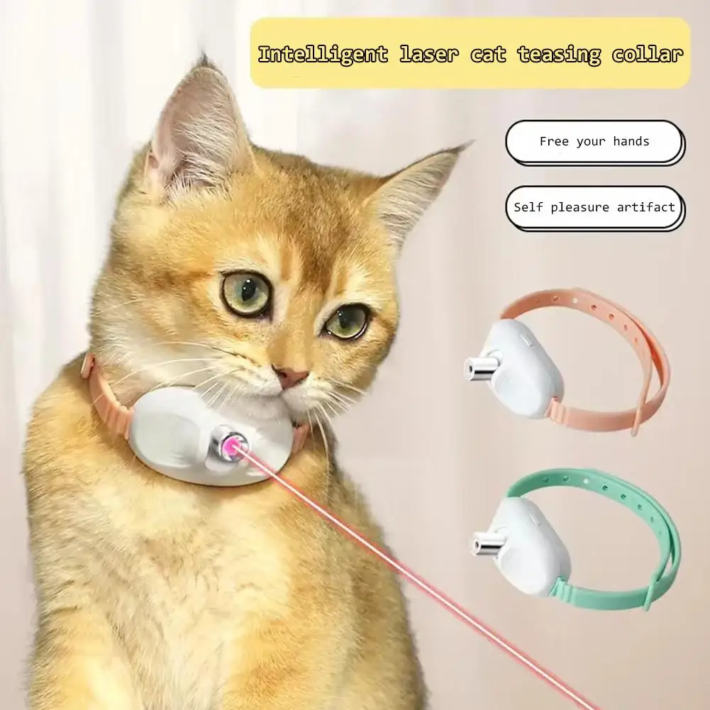 Smart Laser Cat-teasing Collar Laser Rechargeable Auto Infrared Interactive Pet Kitten Toys for Relieve Anxiety Increase Agility