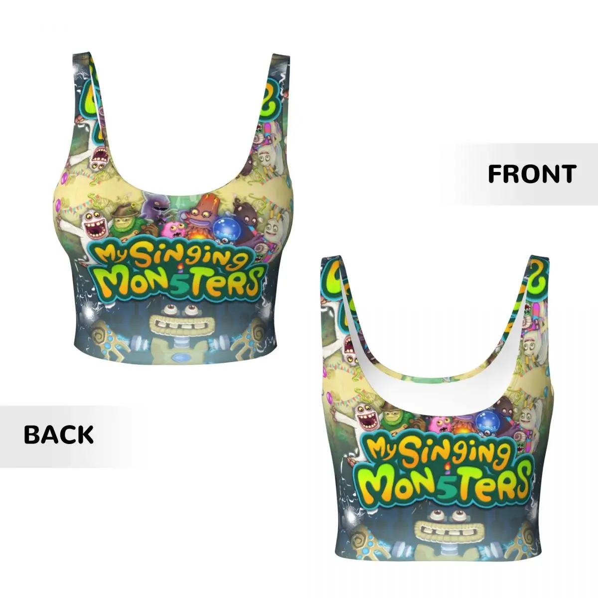 Custom High Impact My Singing Monsters reggiseno sportivo allenamento in palestra da donna Yoga Crop Top