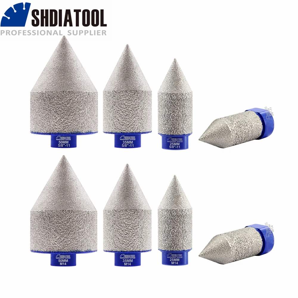 

SHDIATOOL 1pc Diamond Finger Bits Dia20/25/35/50mm Milling Tile Granite Marble Porcelain M14 Thread Diamond Chamfer Cone