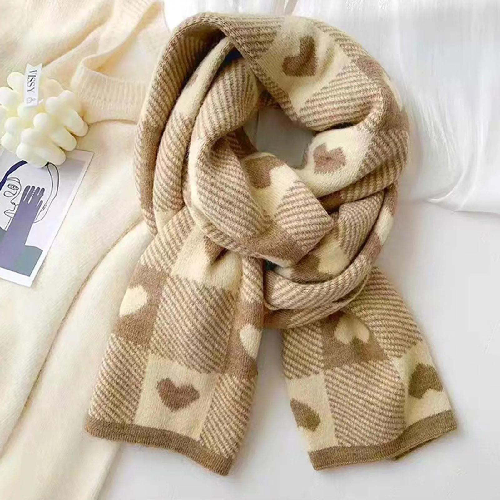 Autumn and Winter Scarf Long Blanket Love Scarf Winter Scarves and Wraps Gifts for Ladies and Girls