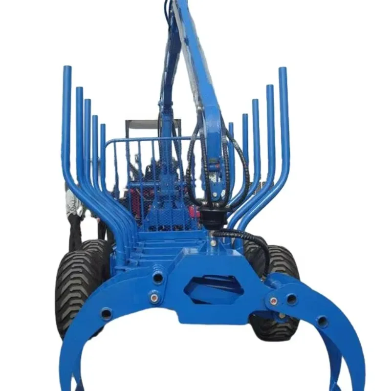 Customized Foreatry Machinery New ATV 1.5ton Tractor Implements Log Loading Trailer With Timber Crane