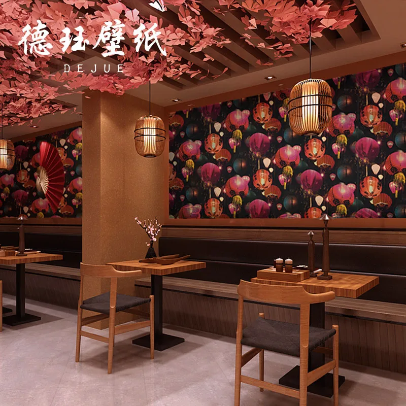 Chinese Style Wallpaper Classical Red Lantern Ancient Chinese Wind Wall Mural Japanese Restaurant Hotel Bar Background Wall