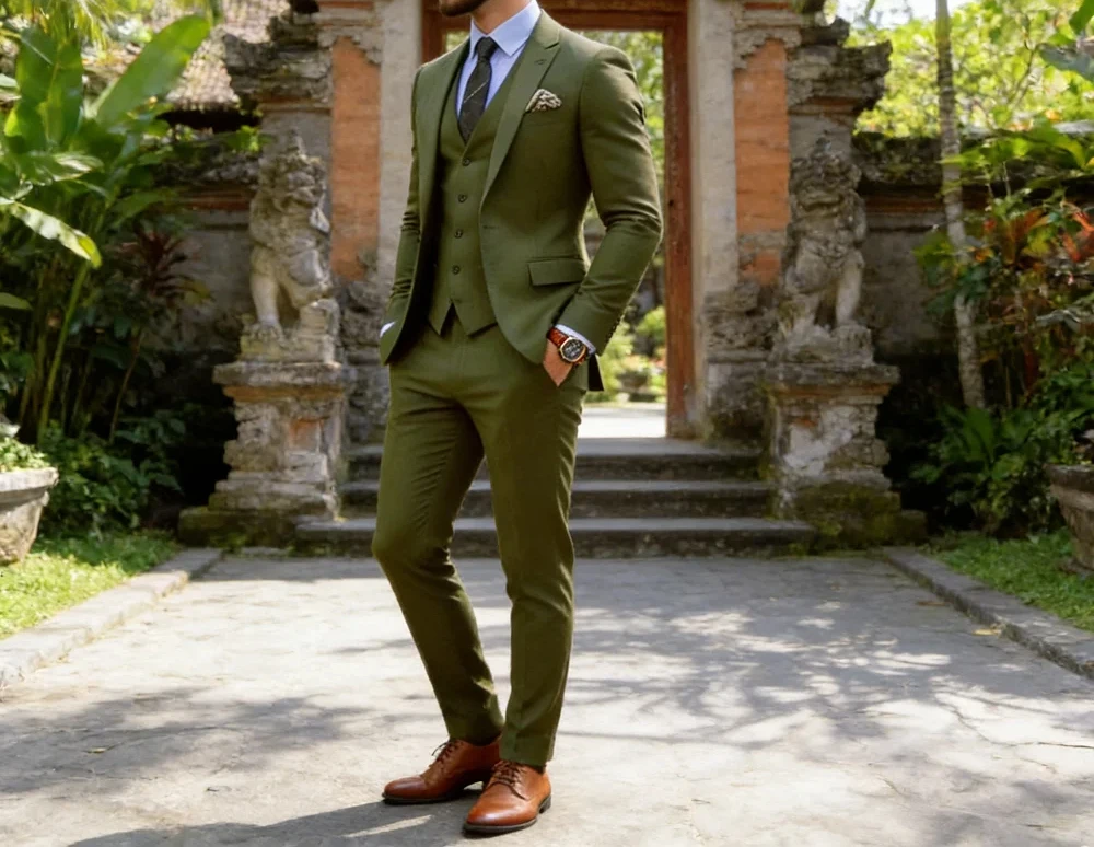 

Мужской костюм-тройка Slim Fit: пиджак, жилет и брюки. Элегантный комплект для бизнеса, свадьбы, вечеринки. Однотонный, модный. Мужская одежда.