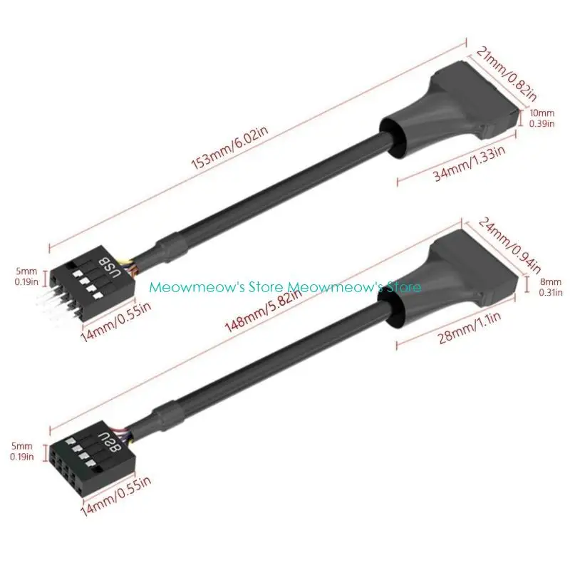 W91A USB ~ USB 2.0 PC 케이스 및 Legacys 장치 용 Motherboards 변환 케이블