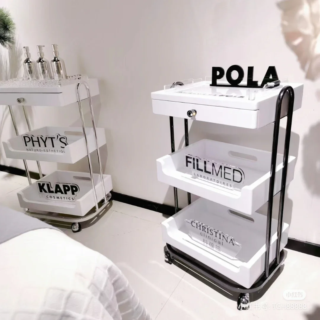 Solid Wood Storage Trolley Carts Modern Simple Fashion Specific Salon Trolley Manicure Salon Furniture Kosmetik Wagen FYST