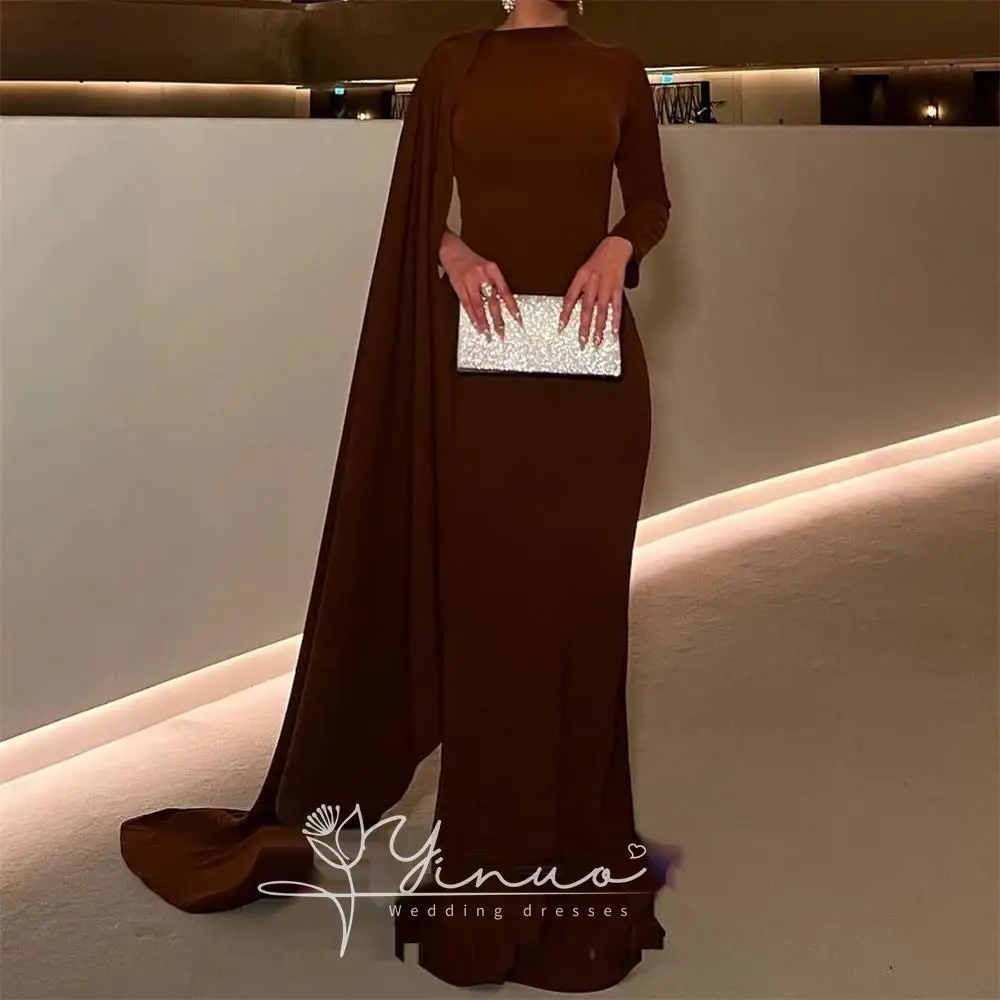 Elegant Party dresses Woman O Neck Crepe Evening Prom Dresses for Special Occasions Formal Gowns For Dubai 2025