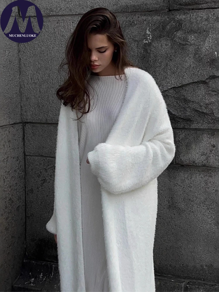 

Кардиган женский осенне-зимний ленивый стиль из искусственного меха норки вязаный удлиненный кардиган корейская мода повседневные свободные свитера пальто