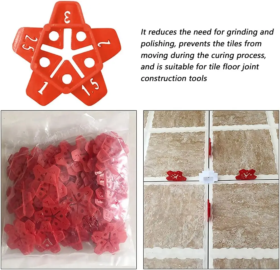 50PCS Tile Spacers Clips Wedge Ceramic Leveling System Cross Tile Leveling System Gap Floor Construction Tools