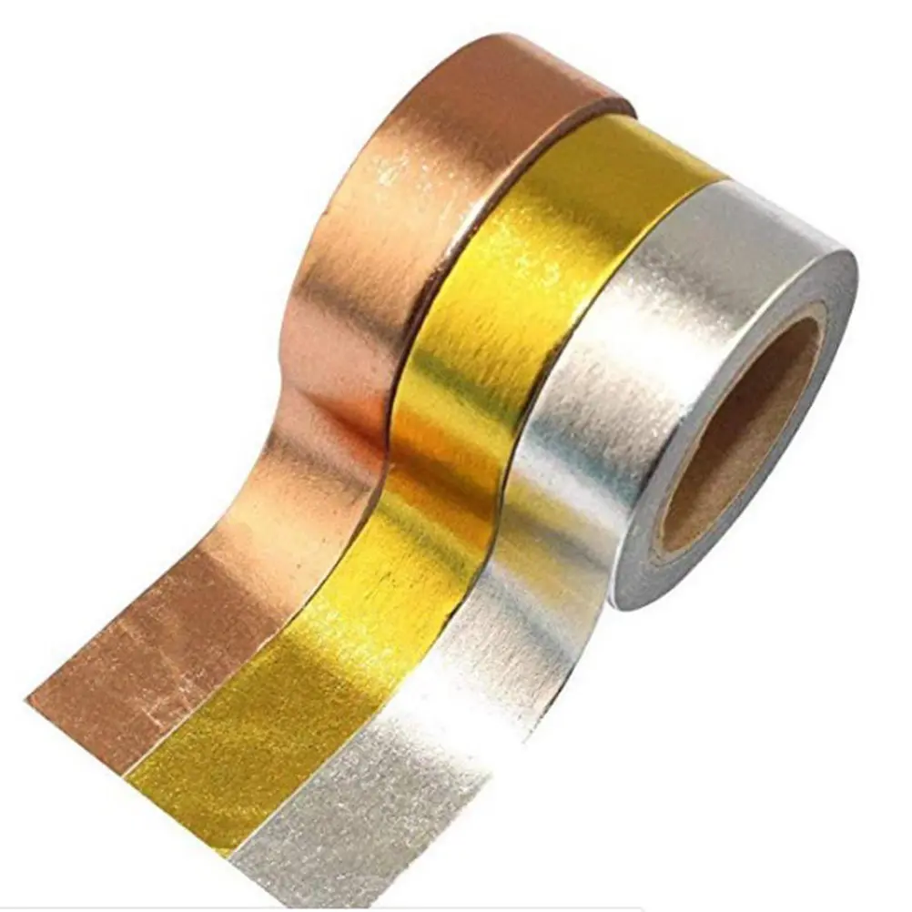 6 Rolls Foil Gilding Tape Decorative Label Sticker Diary Hand Account Rose Gold Golden Silver for Gift Packaging Scrapbook DIY