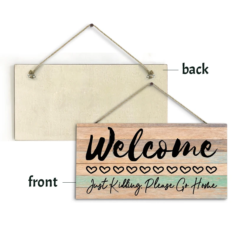 Rustic Welcome Wall Hanging Decor Wood Art Plaques Sign Door Sign for Home Living Room Decor