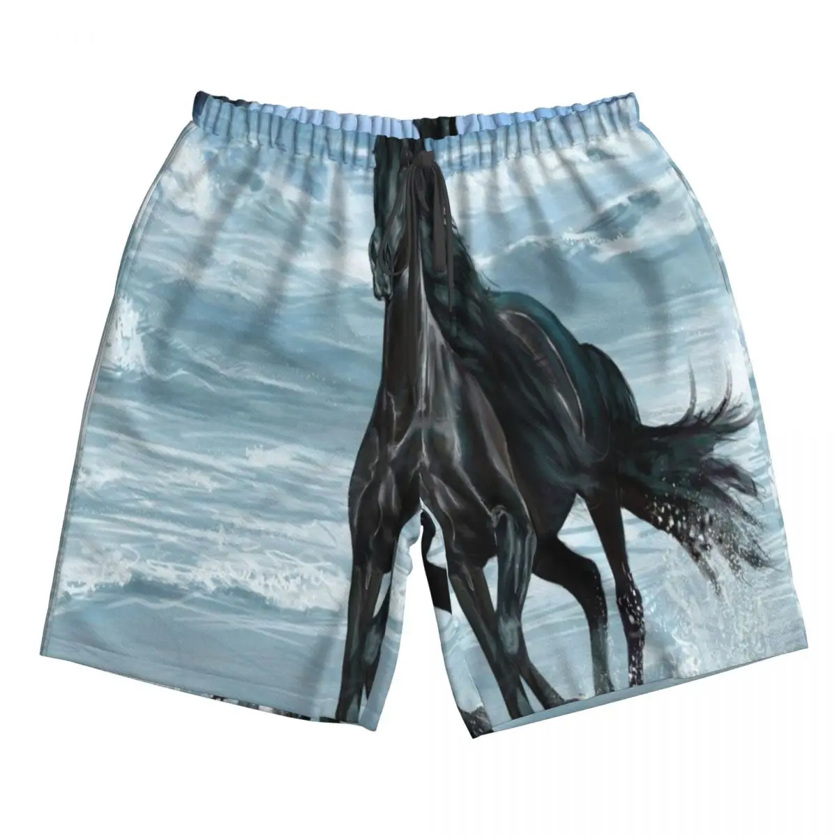 Mens Swimwear Swim Short Trunk Black Horse Running On Beach Beach Board Shorts Swimming Surffing shorts