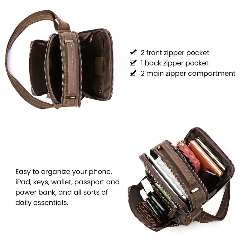 Genuine Leather Messenger Bag For Men Vintage Handbags Small Flap Men\'s Shoulder Bag Casual Office Messenger Bags Crossbody Bag