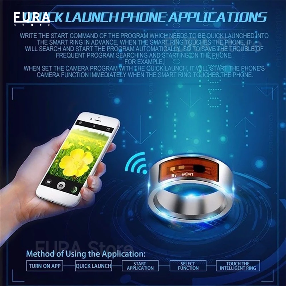 Nuovo anello intelligente indossabile multifunzionale impermeabile Accessorio intelligente Anello intelligente NFC supporta solo telefoni Android