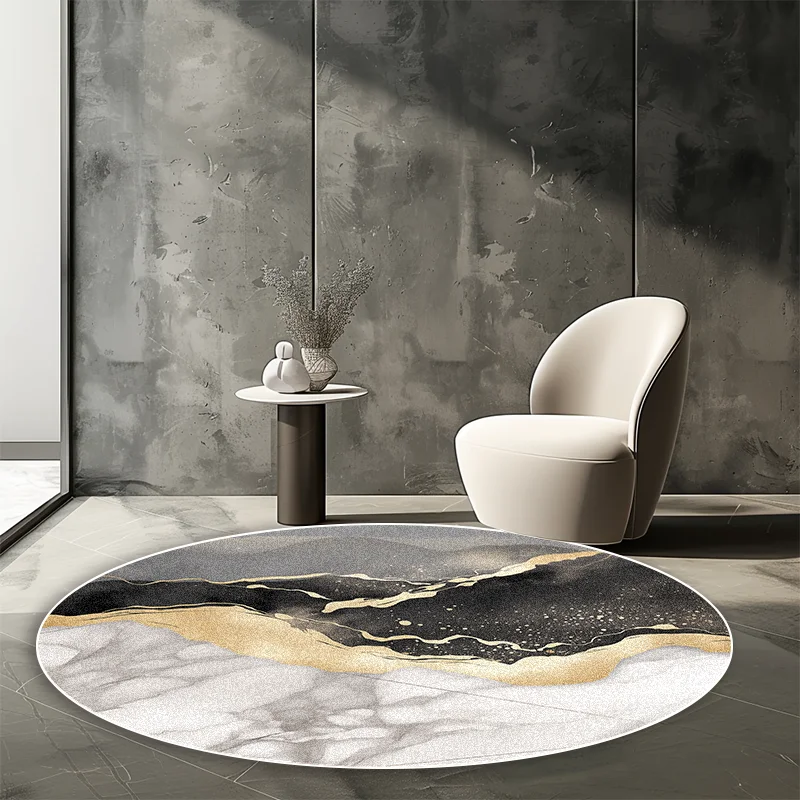 Modern Marble Circular Fluffy Soft Carpet Living Room Sofa Tea Table Side Customizable Large Rugs Cloakroom Non-slip Floor Mat