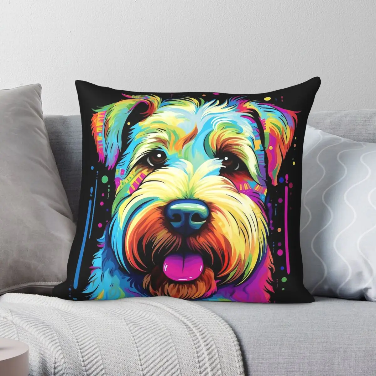 Irish Soft-coated Wheaten Terrier Square Pillowcase Polyester Linen Velvet Creative Decorative Pillow Case Home Cushion Cover