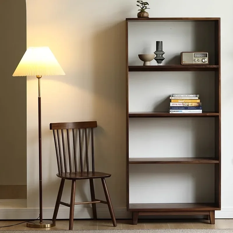 

North American black walnut bookshelves, all solid wood shelves, simple modern Nordic display shelves, logs