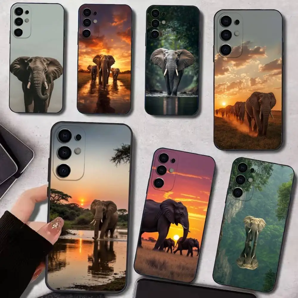 حافظة هاتف على شكل فيل حيواني لهاتف سامسونج S25، S24، S21، S22، S23، S30، Ultra، S20، Plus، Fe، Lite، Note، 10,9,5G غطاء أسود #1