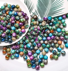 100Pcs 8MM Mixed Pattern Crystal Glass Loose Round Spacer Crafts Beads DIY Making Jewelry Bracelet Earrings Necklace Accessories