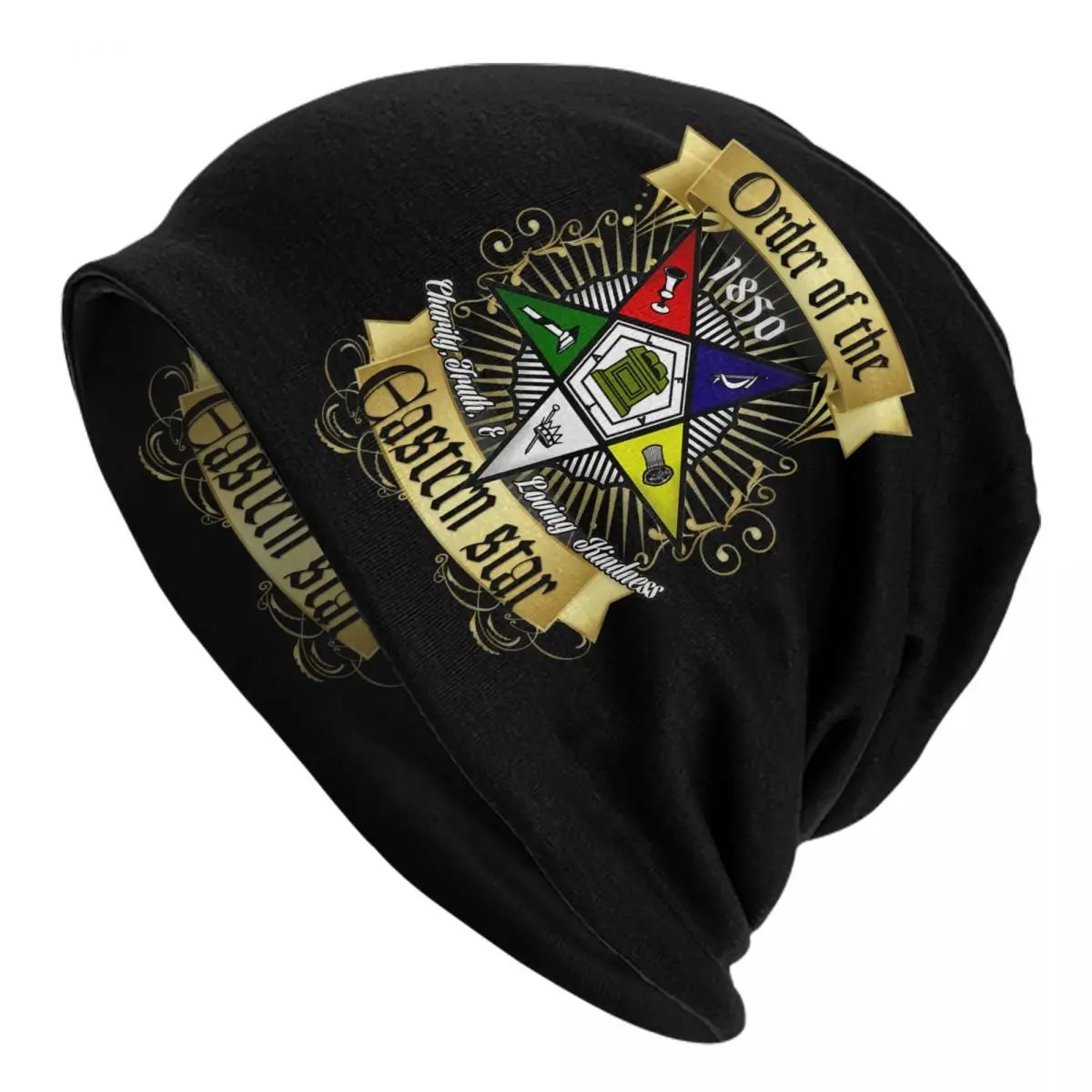 Custom OES Emblem Order Of The Eastern Star Skullies Beanies Caps For Men Women Unisex Winter Warm Knitted Hat Adult Bonnet Hats