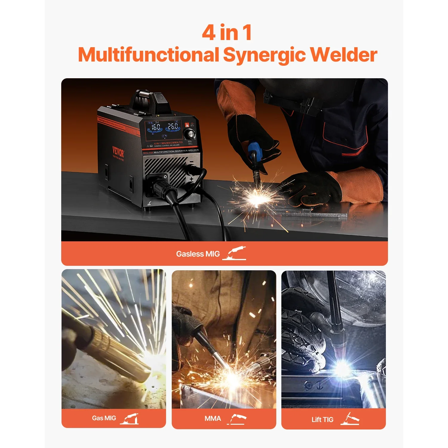 SucceBuy 4 in 1  Welding Machine  160A 200A Multi-Process Synergic  Welder w/ IGBT Inverter LCD Screen Display